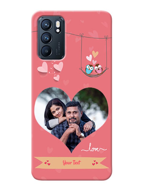 Custom Reno 6 5G custom phone covers: Peach Color Love Design 