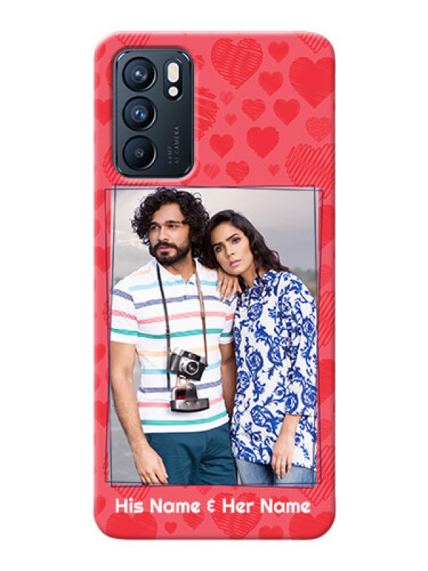 Custom Reno 6 5G Mobile Back Covers: with Red Heart Symbols Design