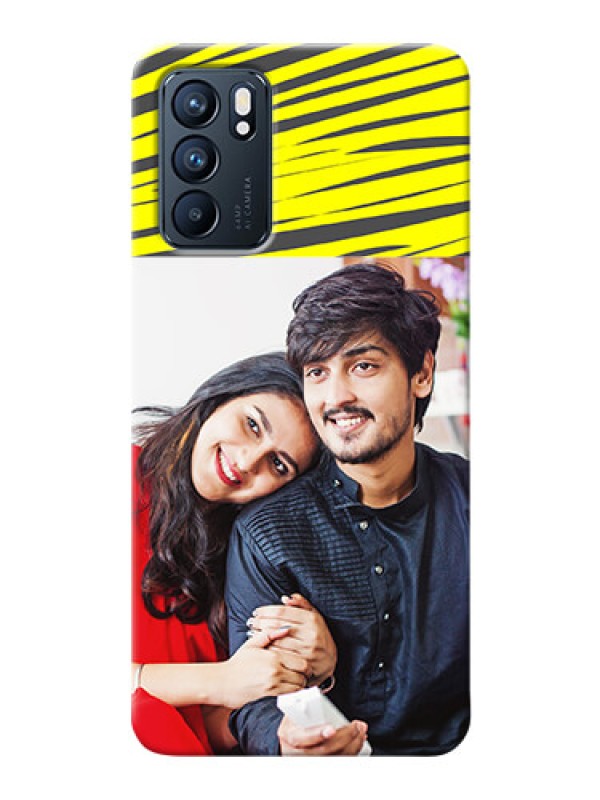 Custom Reno 6 5G Personalised mobile covers: Yellow Abstract Design