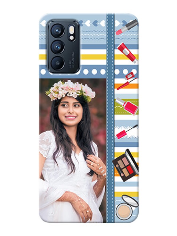 Custom Reno 6 5G Personalized Mobile Cases: Makeup Icons Design