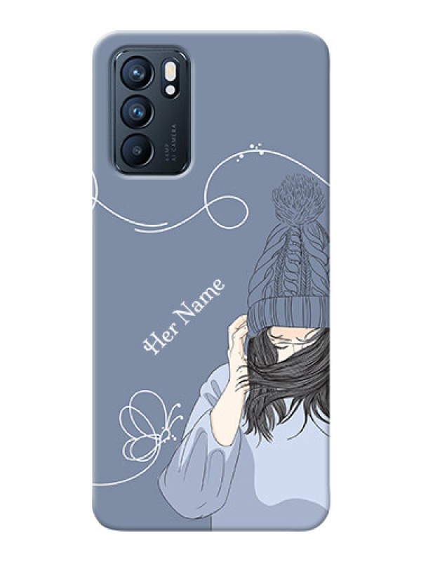 Custom Reno 6 5G Custom Mobile Case with Girl in winter outfit Design
