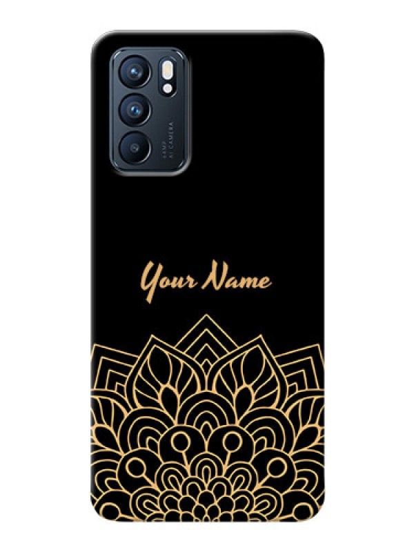 Custom Reno 6 5G Back Covers: Golden mandala Design