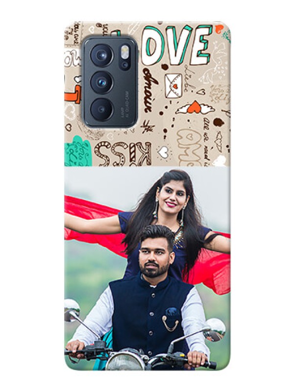 Custom Reno 6 Pro 5G Personalised mobile covers: Love Doodle Pattern 
