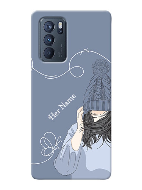 Custom Reno 6 Pro 5G Custom Mobile Case with Girl in winter outfit Design