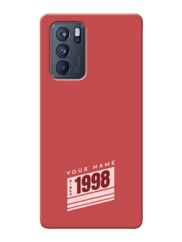 Custom Reno 6 Pro 5G Phone Back Covers: Red custom year of birth Design