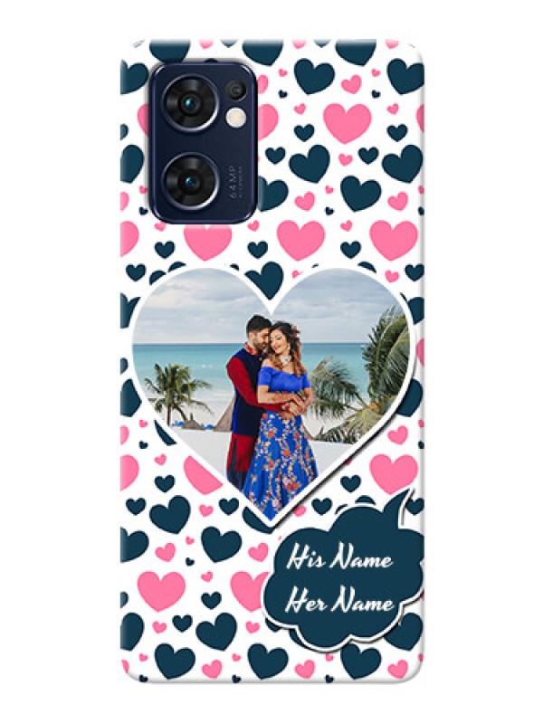 Custom Reno 7 5G Mobile Covers Online: Pink & Blue Heart Design
