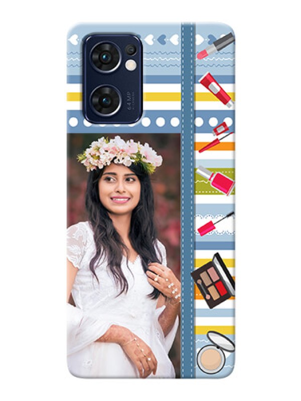 Custom Reno 7 5G Personalized Mobile Cases: Makeup Icons Design