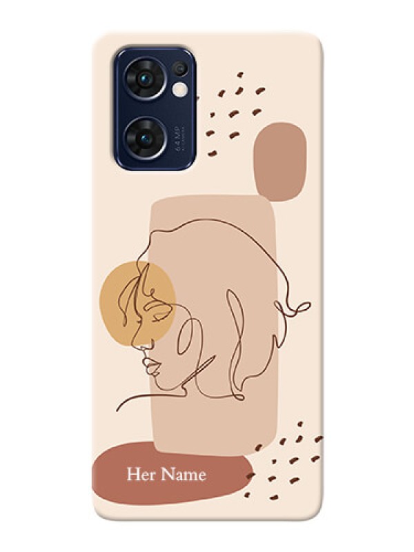 Custom Reno 7 5G Custom Phone Covers: Calm Woman line art Design