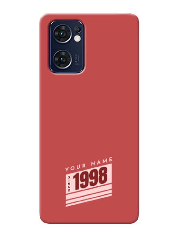 Custom Reno 7 5G Phone Back Covers: Red custom year of birth Design