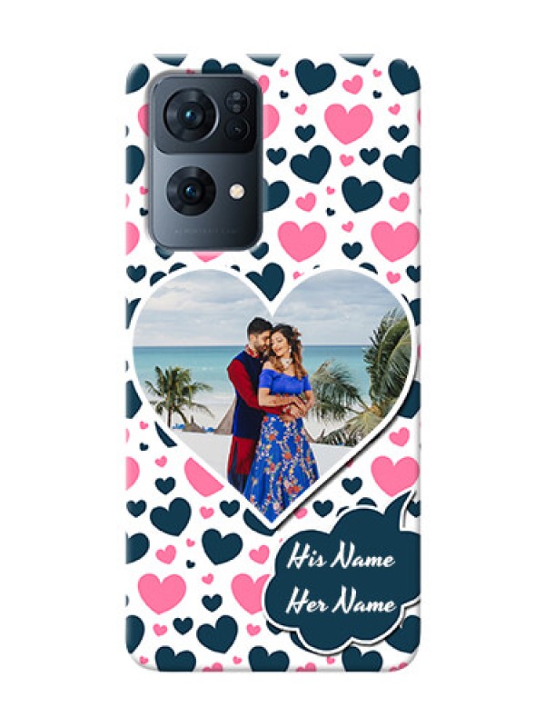 Custom Reno 7 Pro 5G Mobile Covers Online: Pink & Blue Heart Design