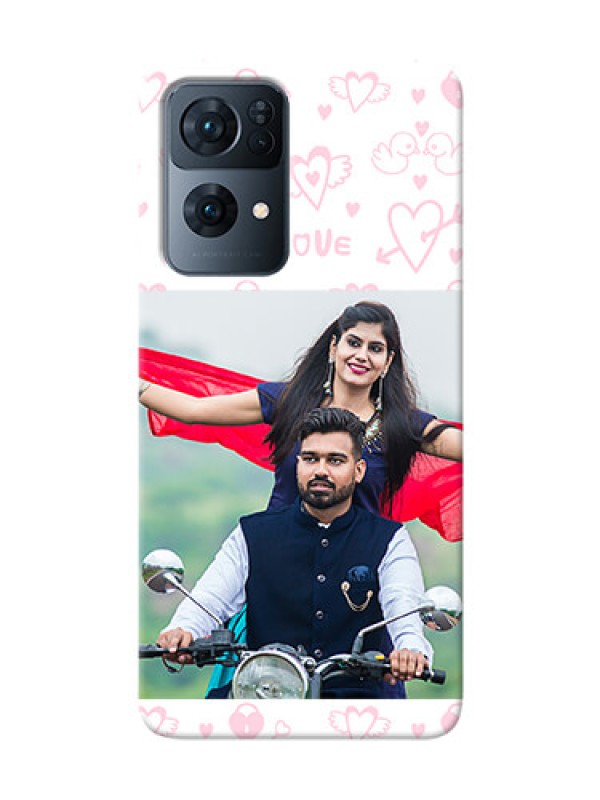 Custom Reno 7 Pro 5G personalized phone covers: Pink Flying Heart Design