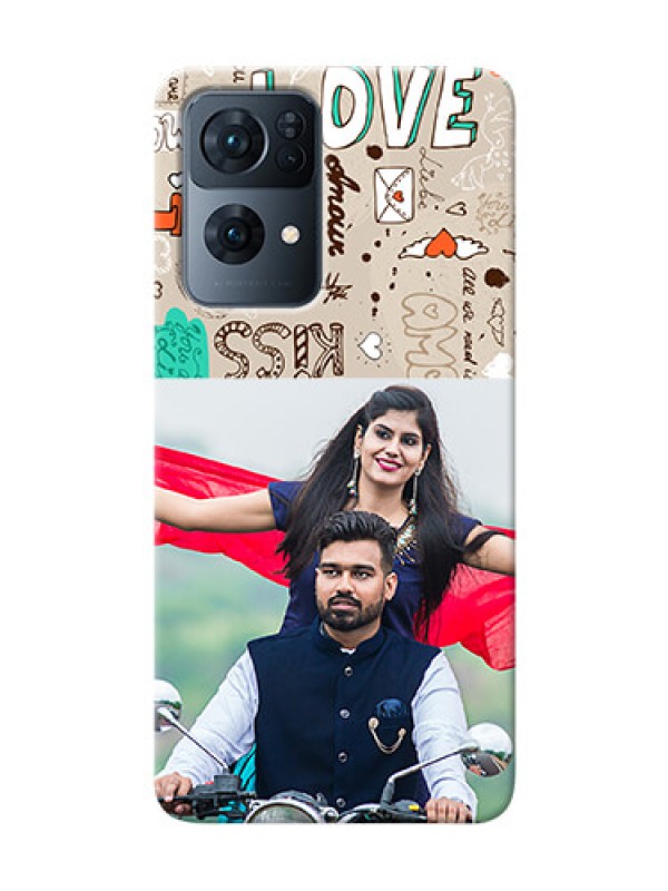 Custom Reno 7 Pro 5G Personalised mobile covers: Love Doodle Pattern 