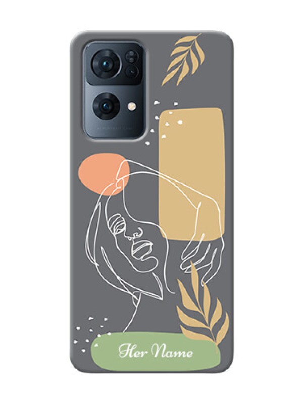 Custom Reno 7 Pro 5G Phone Back Covers: Gazing Woman line art Design