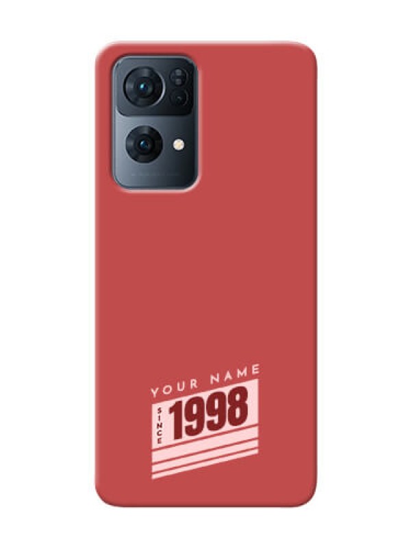 Custom Reno 7 Pro 5G Phone Back Covers: Red custom year of birth Design
