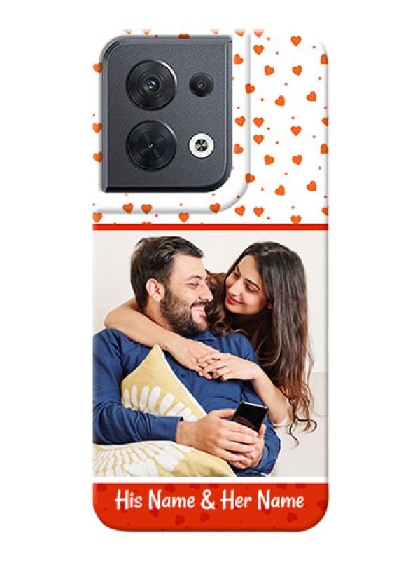 Custom Reno 8 5G Phone Back Covers: Orange Love Symbol Design