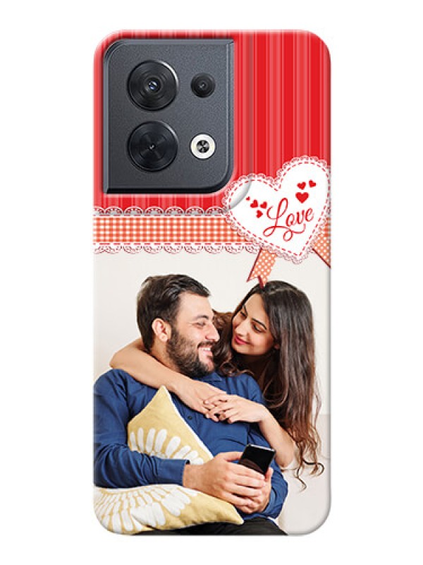 Custom Reno 8 5G phone cases online: Red Love Pattern Design