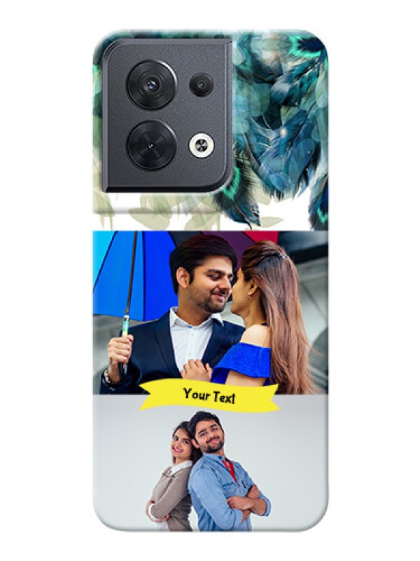 Custom Reno 8 5G Phone Cases: Image with Boho Peacock Feather Design