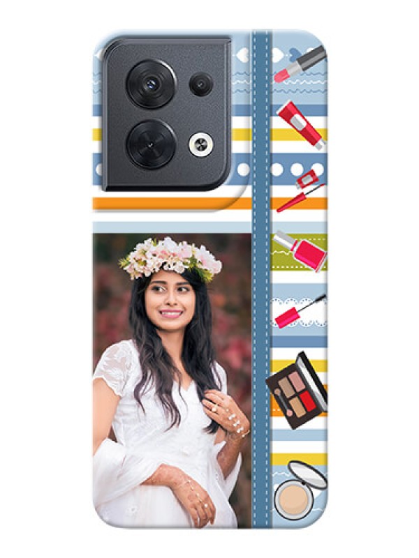 Custom Reno 8 5G Personalized Mobile Cases: Makeup Icons Design