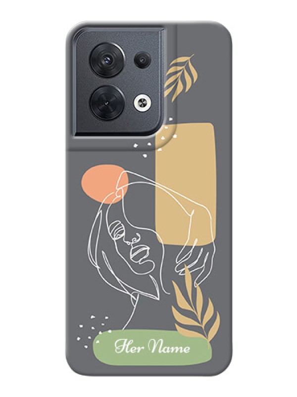 Custom Reno 8 5G Phone Back Covers: Gazing Woman line art Design
