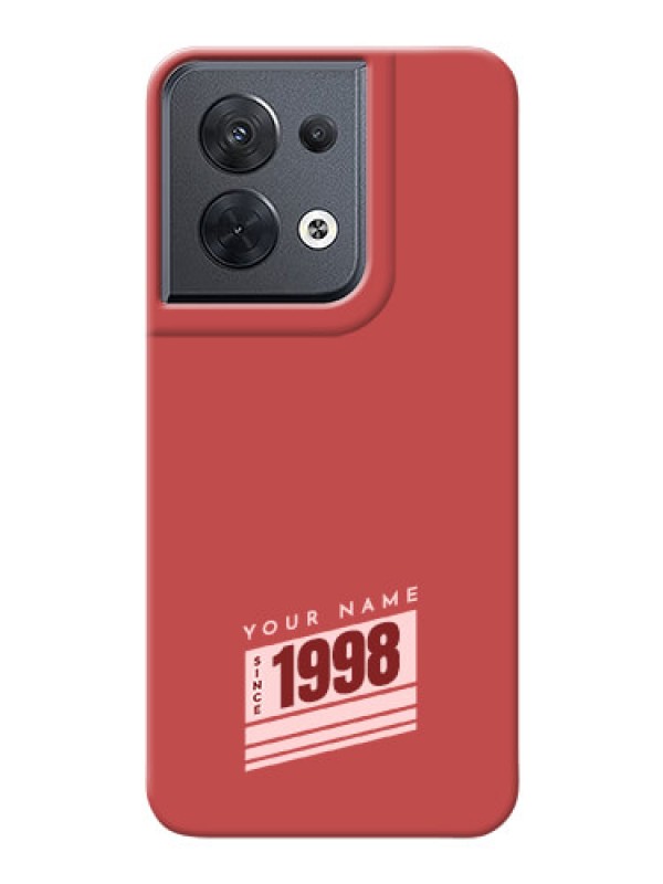 Custom Reno 8 5G Phone Back Covers: Red custom year of birth Design