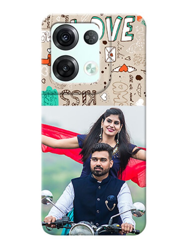 Custom Reno 8 Pro 5G Personalised mobile covers: Love Doodle Pattern 