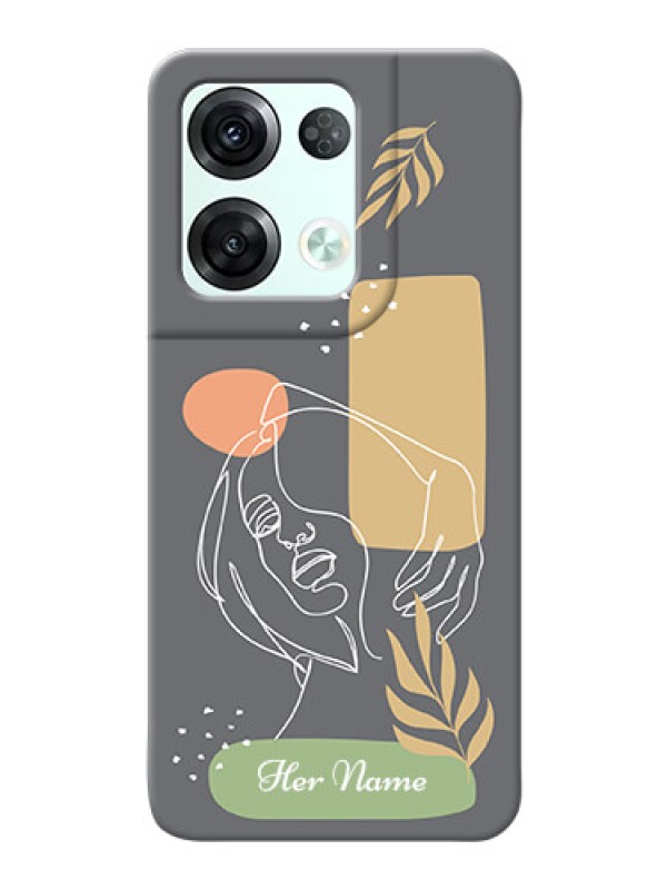 Custom Reno 8 Pro 5G Phone Back Covers: Gazing Woman line art Design