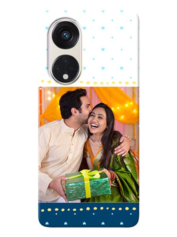 Custom Oppo Reno 8t 5G Phone Covers: White and Blue Abstract Design