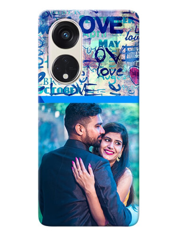 Custom Oppo Reno 8t 5G Mobile Covers Online: Colorful Love Design