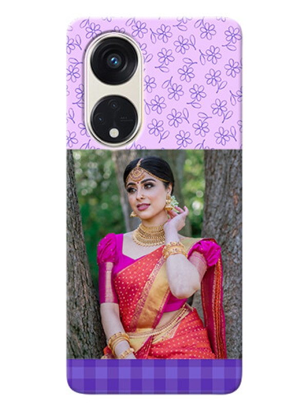 Custom Oppo Reno 8t 5G Mobile Cases: Purple Floral Design