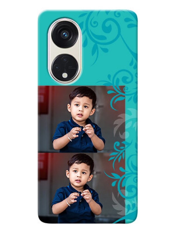 Custom Oppo Reno 8t 5G Mobile Cases with Photo and Green Floral Design 