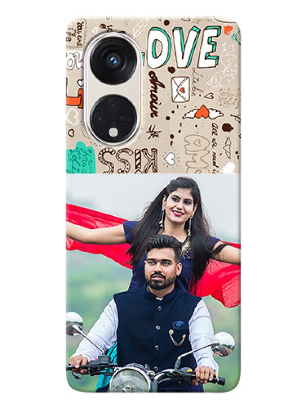 Custom Oppo Reno 8t 5G Personalised mobile covers: Love Doodle Pattern 
