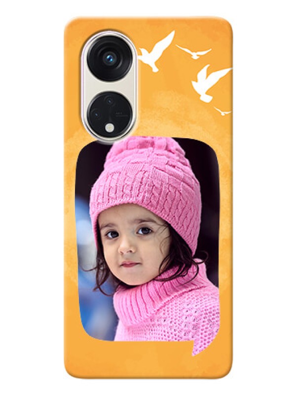 Custom Oppo Reno 8t 5G Phone Covers: Water Color Design with Bird Icons