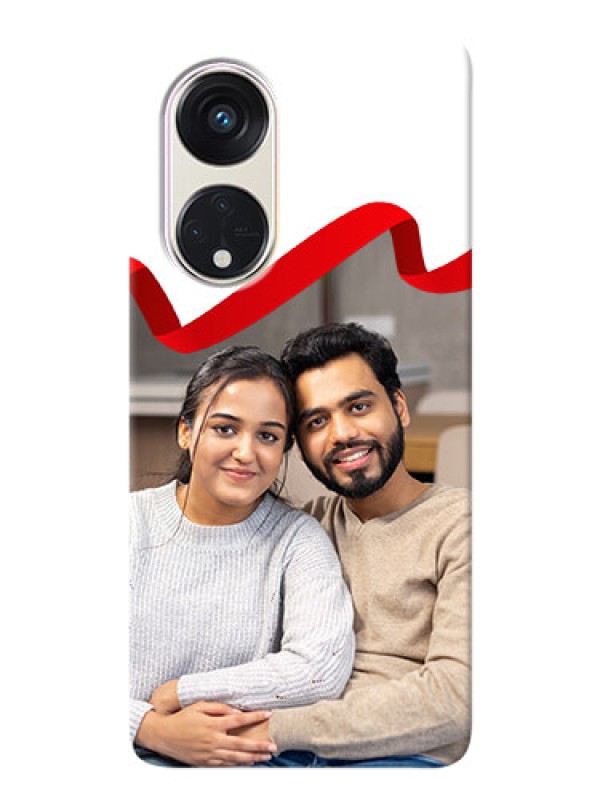 Custom Oppo Reno 8t 5G custom phone cases: Red Ribbon Frame Design