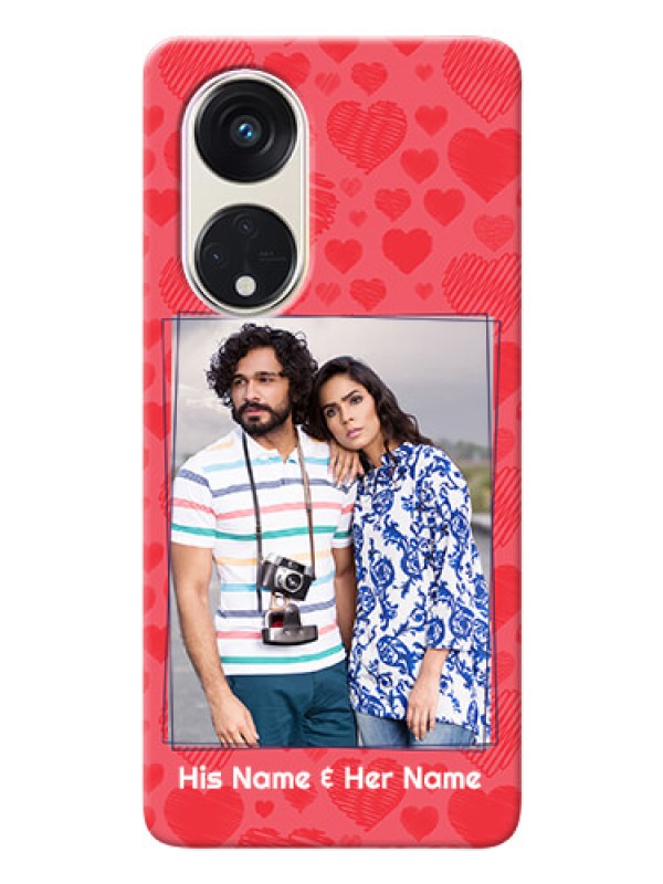 Custom Oppo Reno 8t 5G Mobile Back Covers: with Red Heart Symbols Design