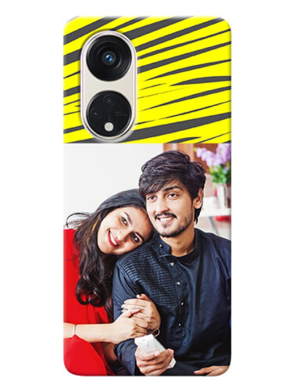 Custom Oppo Reno 8t 5G Personalised mobile covers: Yellow Abstract Design