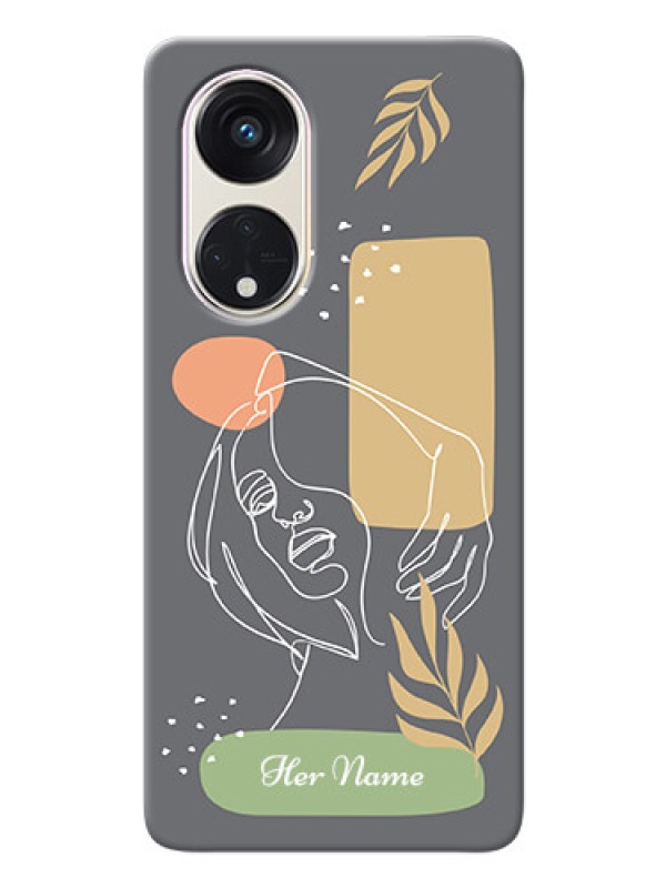 Custom Reno 8T 5G Phone Back Covers: Gazing Woman line art Design