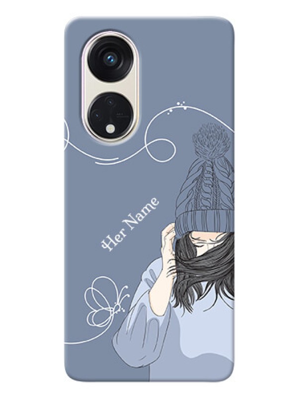 Custom Reno 8T 5G Custom Mobile Case with Girl in winter outfit Design