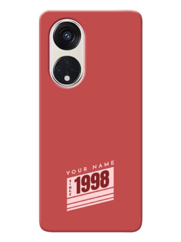 Custom Reno 8T 5G Phone Back Covers: Red custom year of birth Design