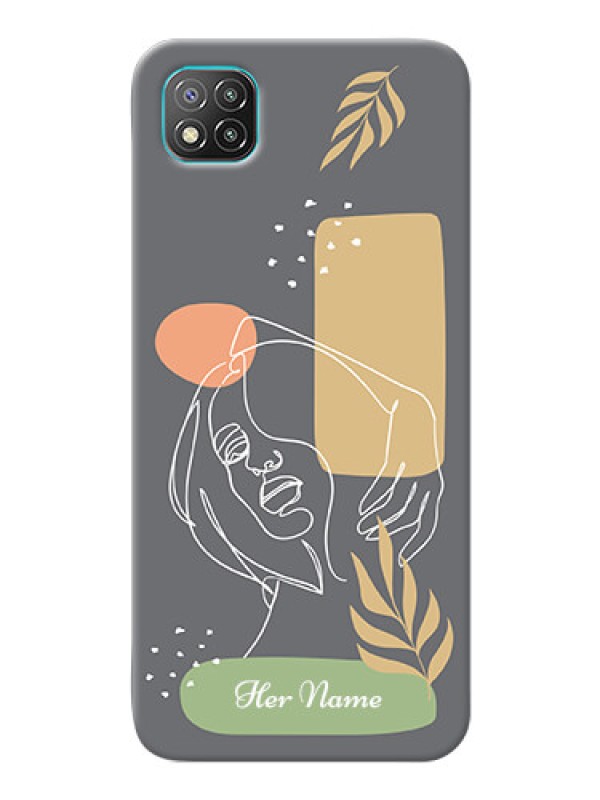 Custom Poco C3 Phone Back Covers: Gazing Woman line art Design