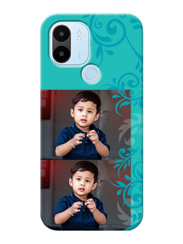 Custom Poco C50 Mobile Cases with Photo and Green Floral Design 