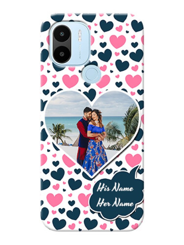 Custom Poco C51 Mobile Covers Online: Pink & Blue Heart Design