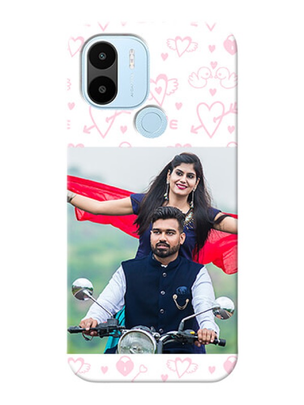 Custom Poco C51 personalized phone covers: Pink Flying Heart Design