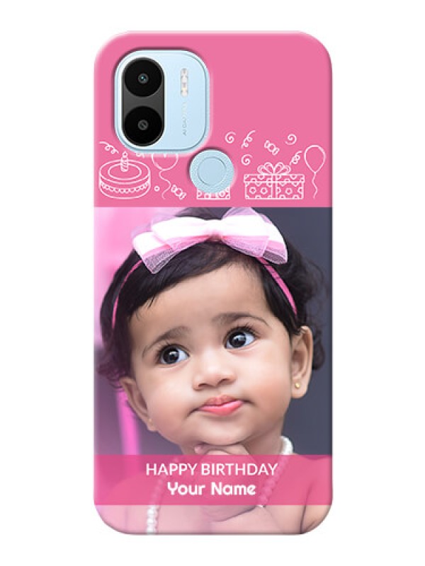 Custom Poco C51 Custom Mobile Cover with Birthday Line Art Design