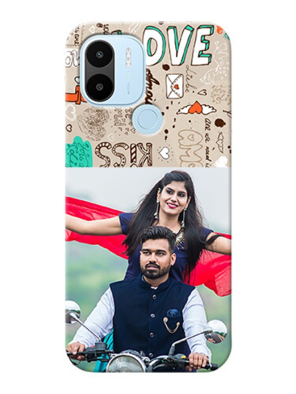 Custom Poco C51 Personalised mobile covers: Love Doodle Pattern 