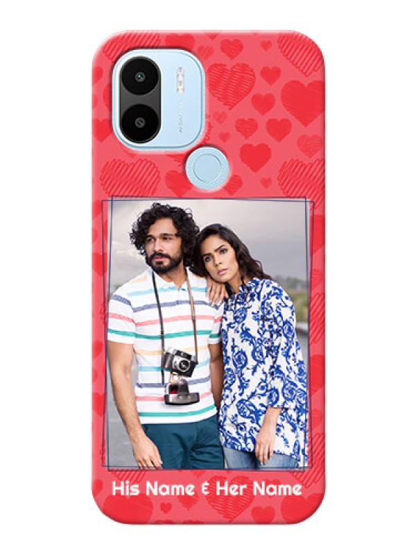 Custom Poco C51 Mobile Back Covers: with Red Heart Symbols Design