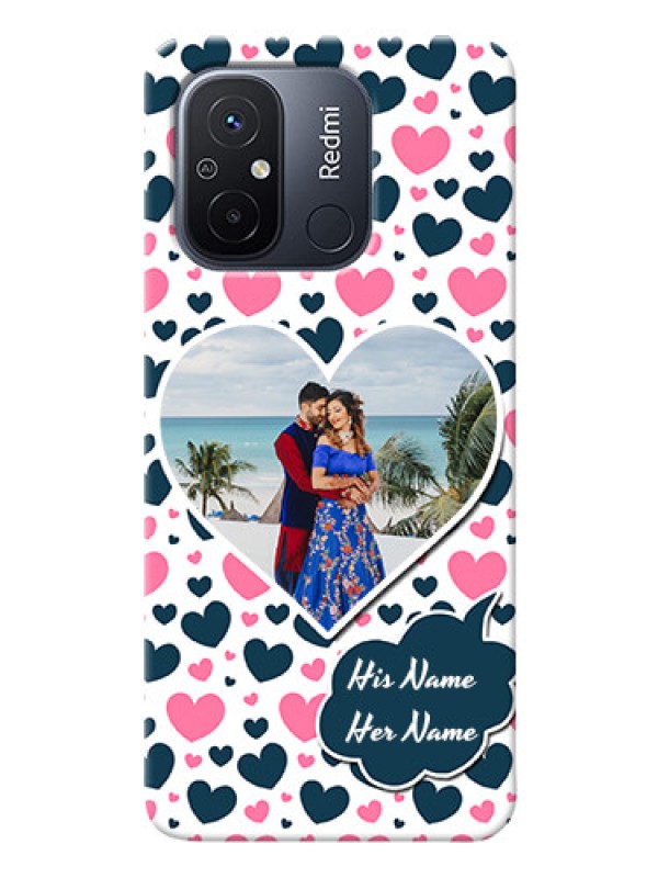 Custom Poco C55 Mobile Covers Online: Pink & Blue Heart Design