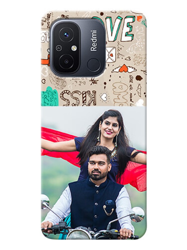 Custom Poco C55 Personalised mobile covers: Love Doodle Pattern 