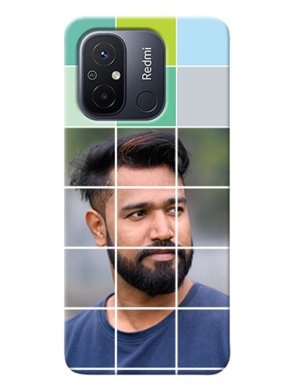 Custom Poco C55 personalised phone covers with white box pattern 