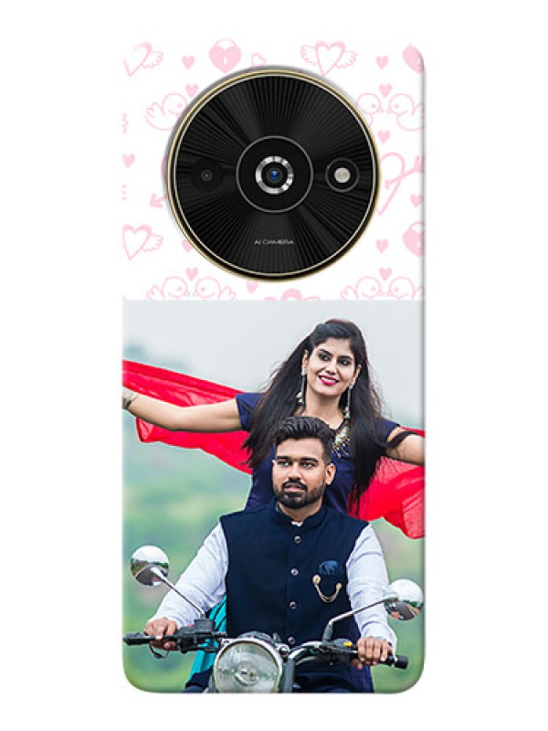 Custom Poco C61 personalized phone covers: Pink Flying Heart Design