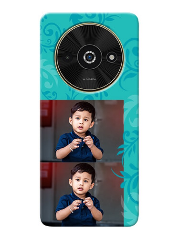 Custom Poco C61 Mobile Cases with Photo and Green Floral Design